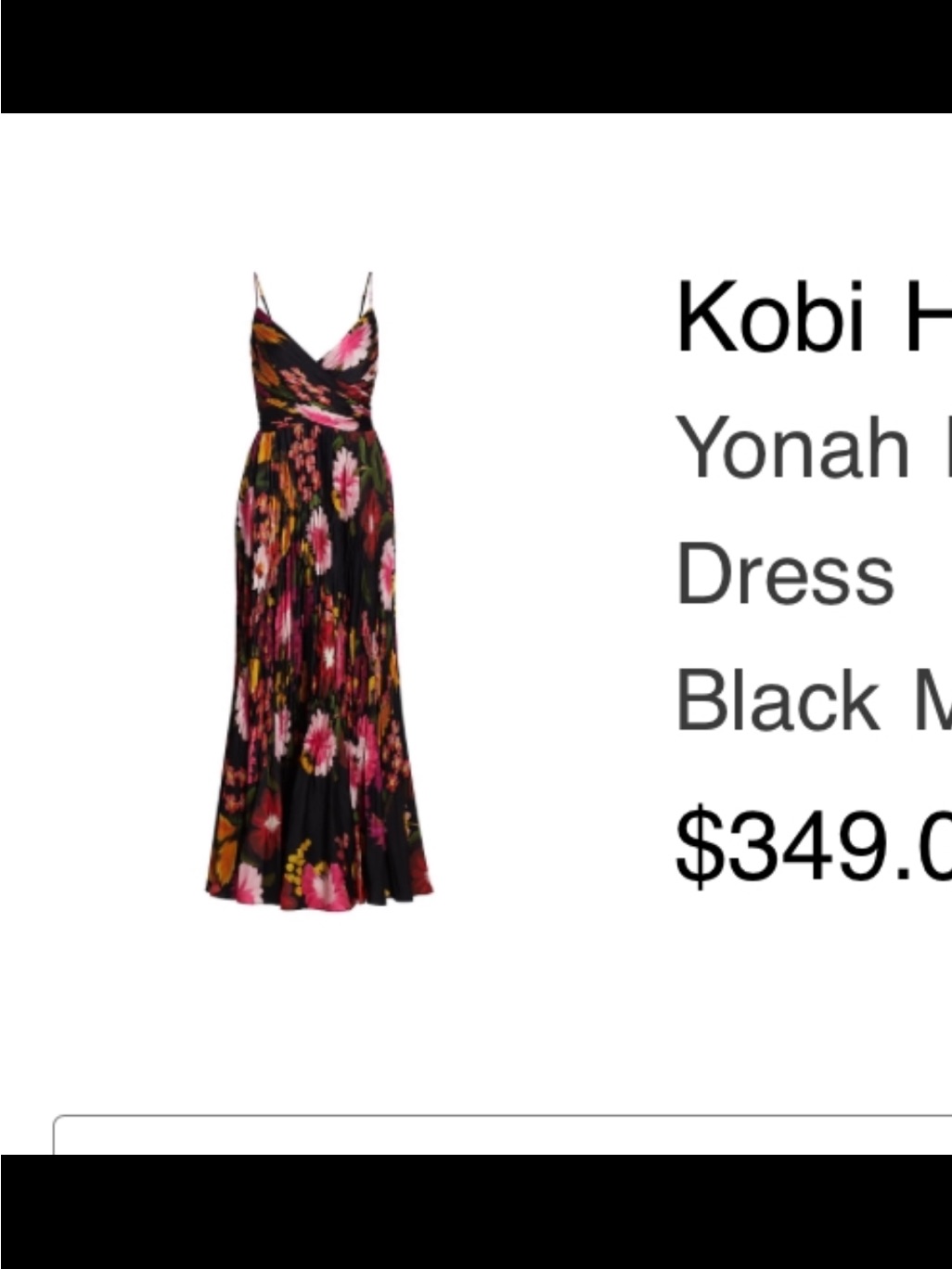 Kobi Halperin Black Maxi Dress With Pink, Yellow & Orange Floral Print